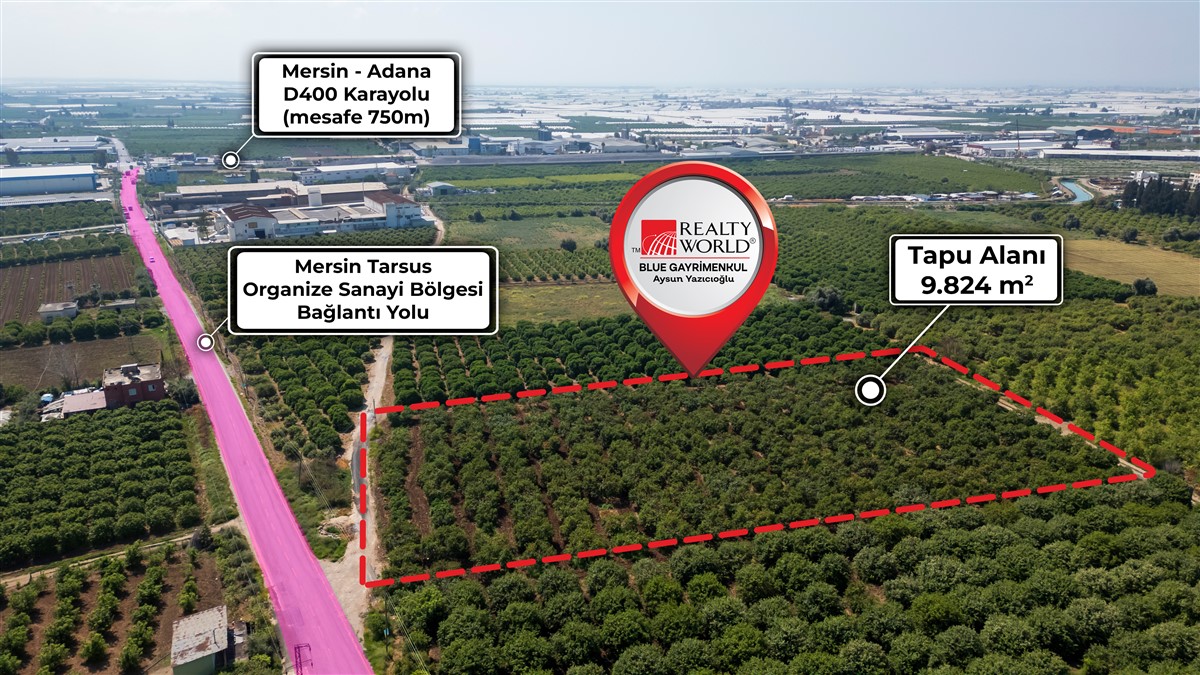 Tarsus Osb'ye 2 Km Mesafede 9800 M2 Satilik Arsa