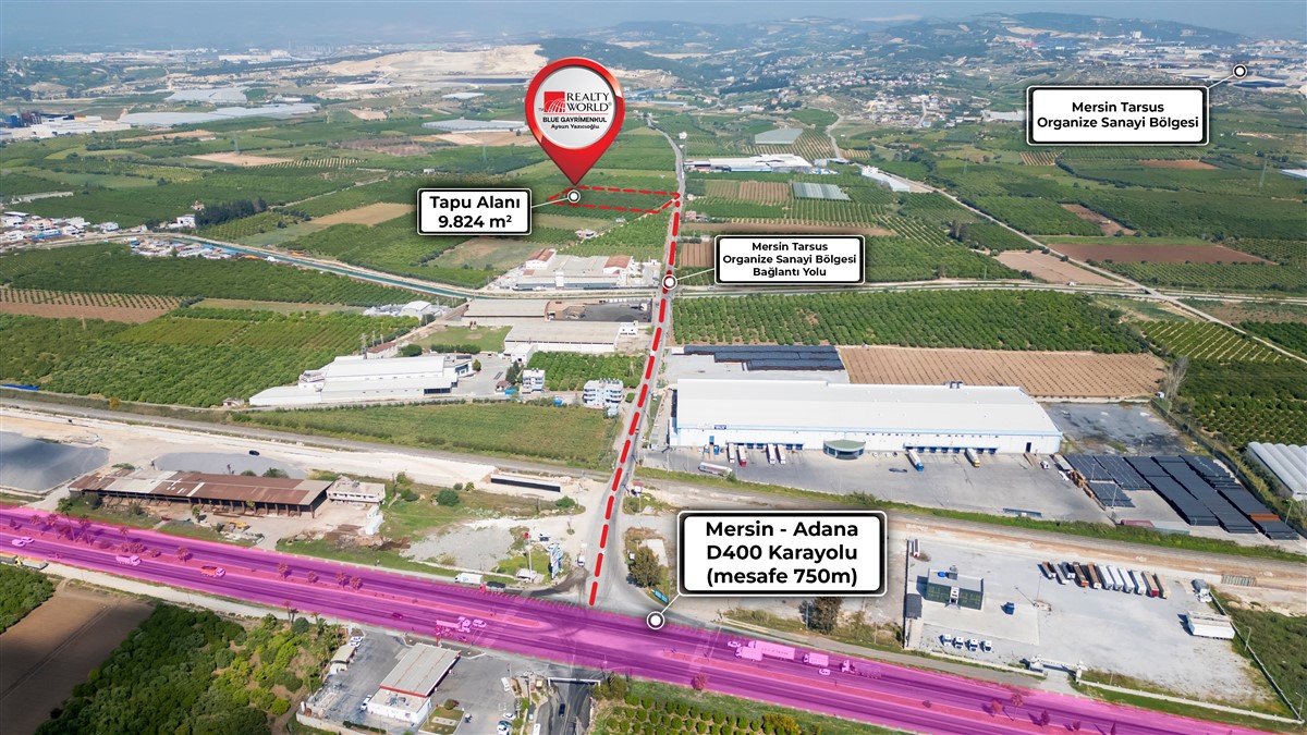 Tarsus Osb'ye 2 Km Mesafede 9800 M2 Satilik Arsa
